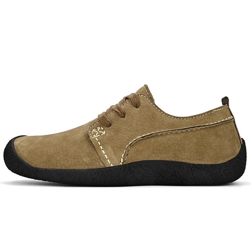Suede Leather Casual Shoes For Men Lace Up Light Outdoor Sneakers Men Hiking Footwear Flats For Trekking Plus Size 38-46