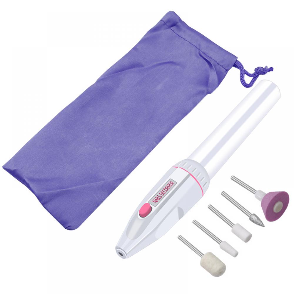 

Портативная электрическая дрель для ногтей 5 в 1, набор аккумуляторных шлифовальных машин для маникюра и педикюра, полировальный станок, персональный набор для маникюра и педикюра белый