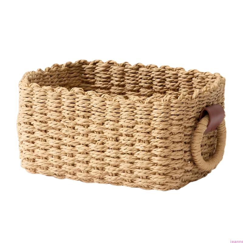 Multipurpose Handwoven Paper Fiber Basket Stylish Storage Bin For Living Room Bedroom Kitchen Supplies