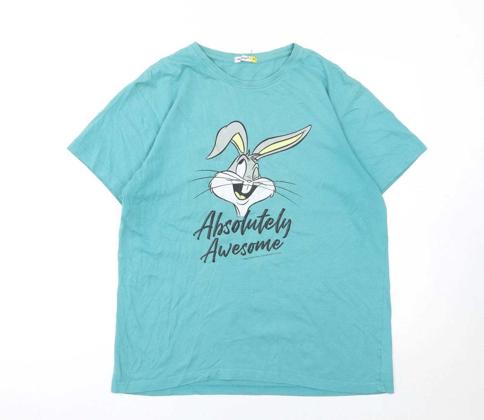 Bewakoof Women s Blue Bugs Bunny Cartoon Graphic Cotton T-Shirt XL S