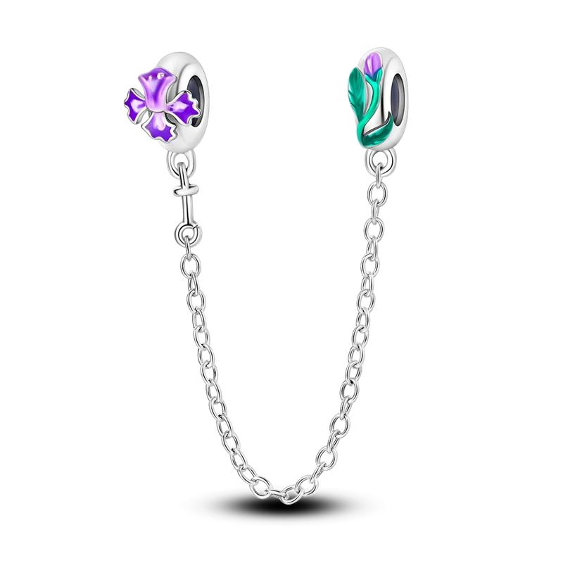 Classic Safety Chain Copper Butterfly Inlaid Zirconium Charms Beads Fit Original Bangle Bracelet Diy Jewelry Gift