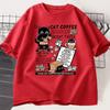 Funny Cat Make Coffe Print T Shirt for Unisex WOMEN Tshirt Summer Loose Cotton Short Sleeve Trendy Y2k Tops Unisexs Designer Clothes