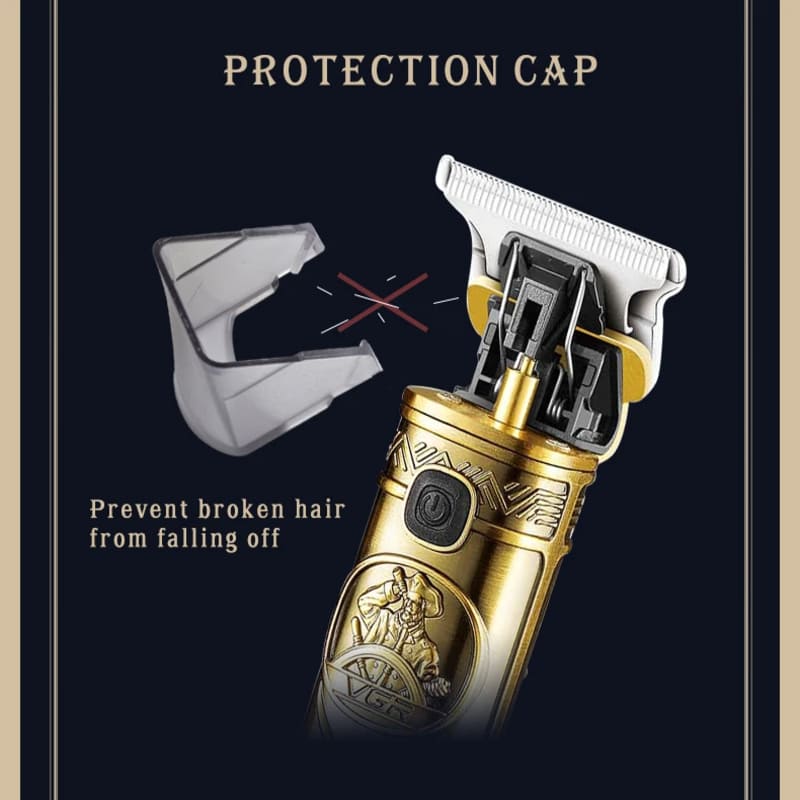 Men's Universal Metal Razor Head Retro Carved Hair Salon LCD Digital Display T-shaped Electric Clippers Safely Trim Hair Without Hurting The Skin