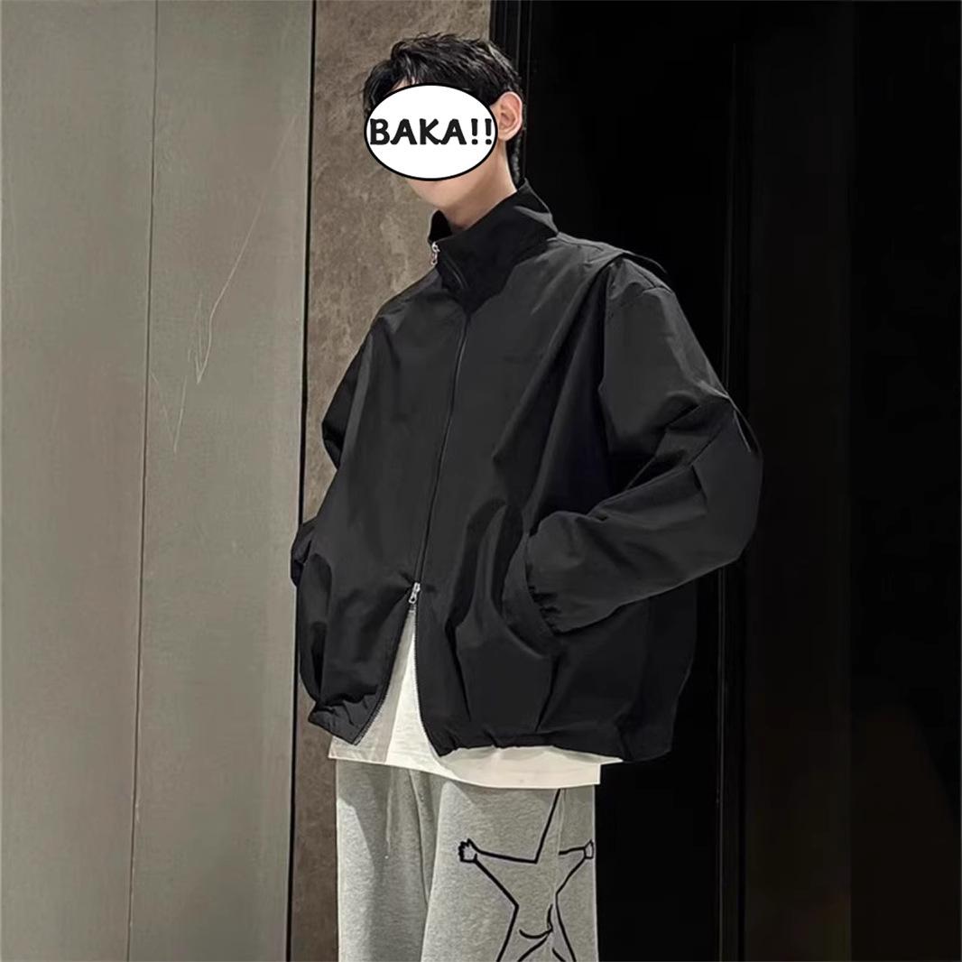 

Мужская красивая водонепроницаемая ветровка-бомбер из пике со стойкой для походов и активного отдыха XL чёрный