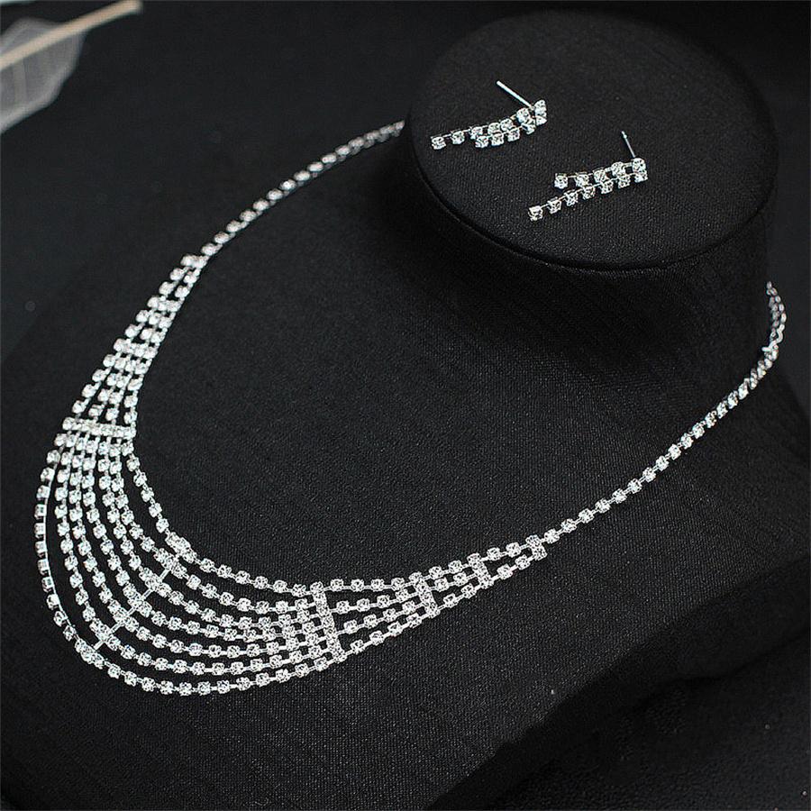 New Style Fashion Exquisite Jewelry Sets For Women Bride Wedding Party Accessories Cubic Zircon Stud Earrings & Necklace Gift