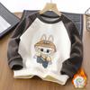 Children's Warm Cotton Sweatshirt - Autumn/Winter, Plus Velvet, Cartoon Long-Sleeve Top for Boys and Girls