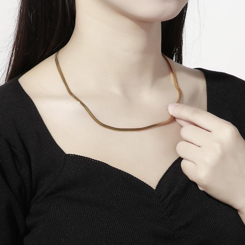 Trendy Minimalist Stainless Steel Snake Chain Necklace & Bracelet Set