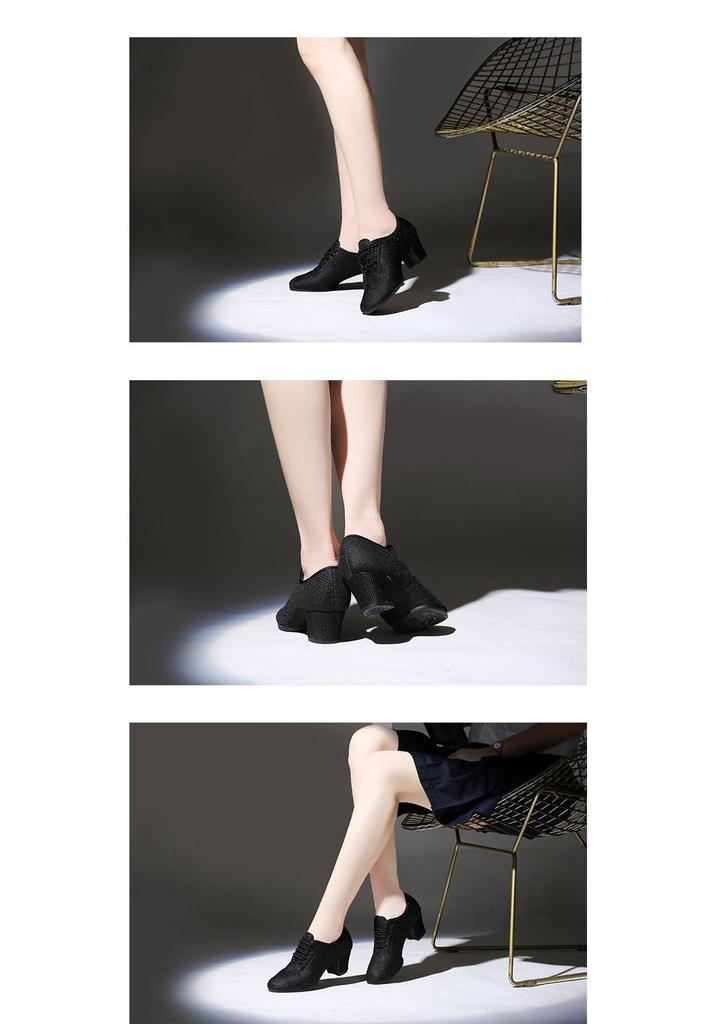 Women's Latin Dance Shoes Soft Sole Medium Heel Summer Square Dance Teacher Shoes