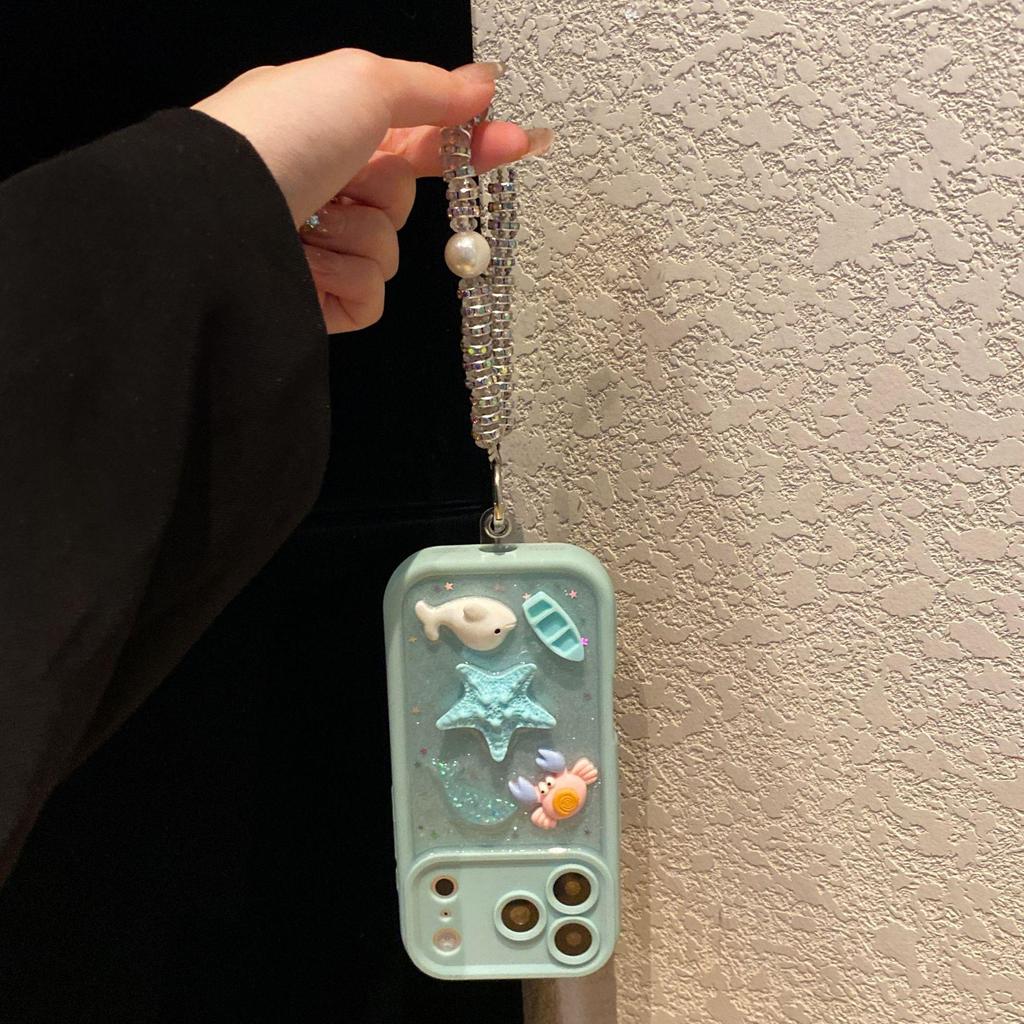 Ocean 3D Doll Phone Case with Chain for Apple 14/15Pro/16/17ProMax