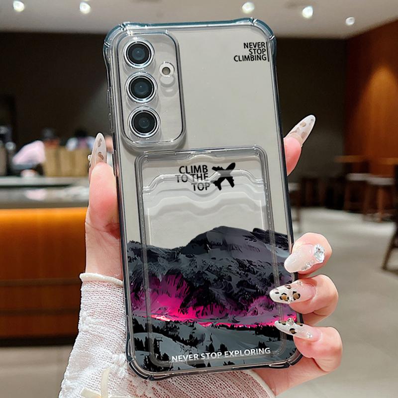 

Чехол-кошелек с карманом для карт для Samsung Galaxy A55 A35 A15 A16 A56 S25 S24 S22 Ultra S23 S24 FE с принтом самолета и гор, из ТПУ Galaxy S22 5G