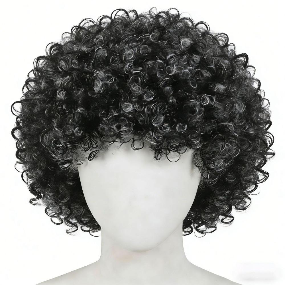 Capelli Ricci Ondulati Corti Colorati Resistenti al Calore Tifoso di Calcio Che Indossa Parrucche Halloween