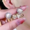 Luxury Cat's Eye Flower Zircon Earrings for Women - Exquisite & Shiny