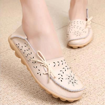Zapatos informales de verano para mujer, de PU, con agujeros, bajos, planos, para enfermera, grandes y perezosos