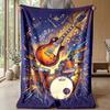 Music Instruments Harmony Theme Blanket Lightweight Warm Flannel Blanket Decorative Throw Blanket for Home Decoration