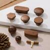 Black Walnut Wood Wardrobe Drawer Pulls - Solid Wood Handles for Children's Cabinet, Japanese Simple Light Luxury Design