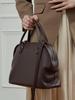 Retro Minimalist Women's Bowling Bag - Genuine Leather Cowhide Shell Handbag Tote