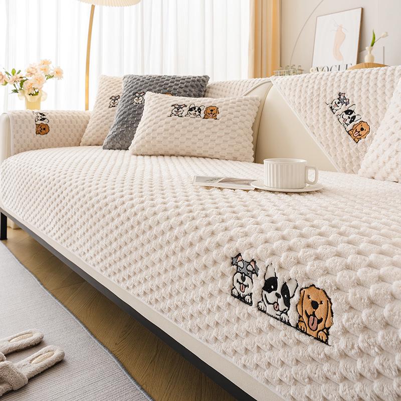 Sofa Cushion: Plush, Thickened, Non-slip Nordic Cartoon Design for Autumn and Winter