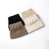 Pure Cashmere Autumn and Winter New Style Women's Cute Cat Ears Pearl Striped Cuffed Thickened Knitted Hat