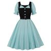 Women's  Literary Retro Suit Collar Polka Dot Short Sleeve Dress With Big Swing Skirt