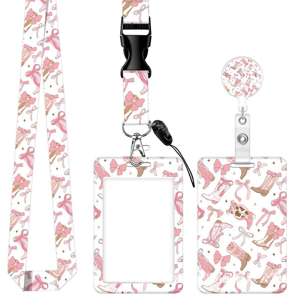 

1SET new bow access card telescopic rope, ID card cover, meal card lanyard