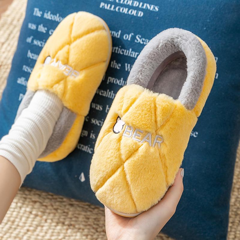 Women's cotton slippers winter bag heel indoor home warmth men's velvet household wool cotton shoes women's outer wear winter