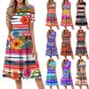 Women Casual Printed Round Neck Short Sleeved Long Dress