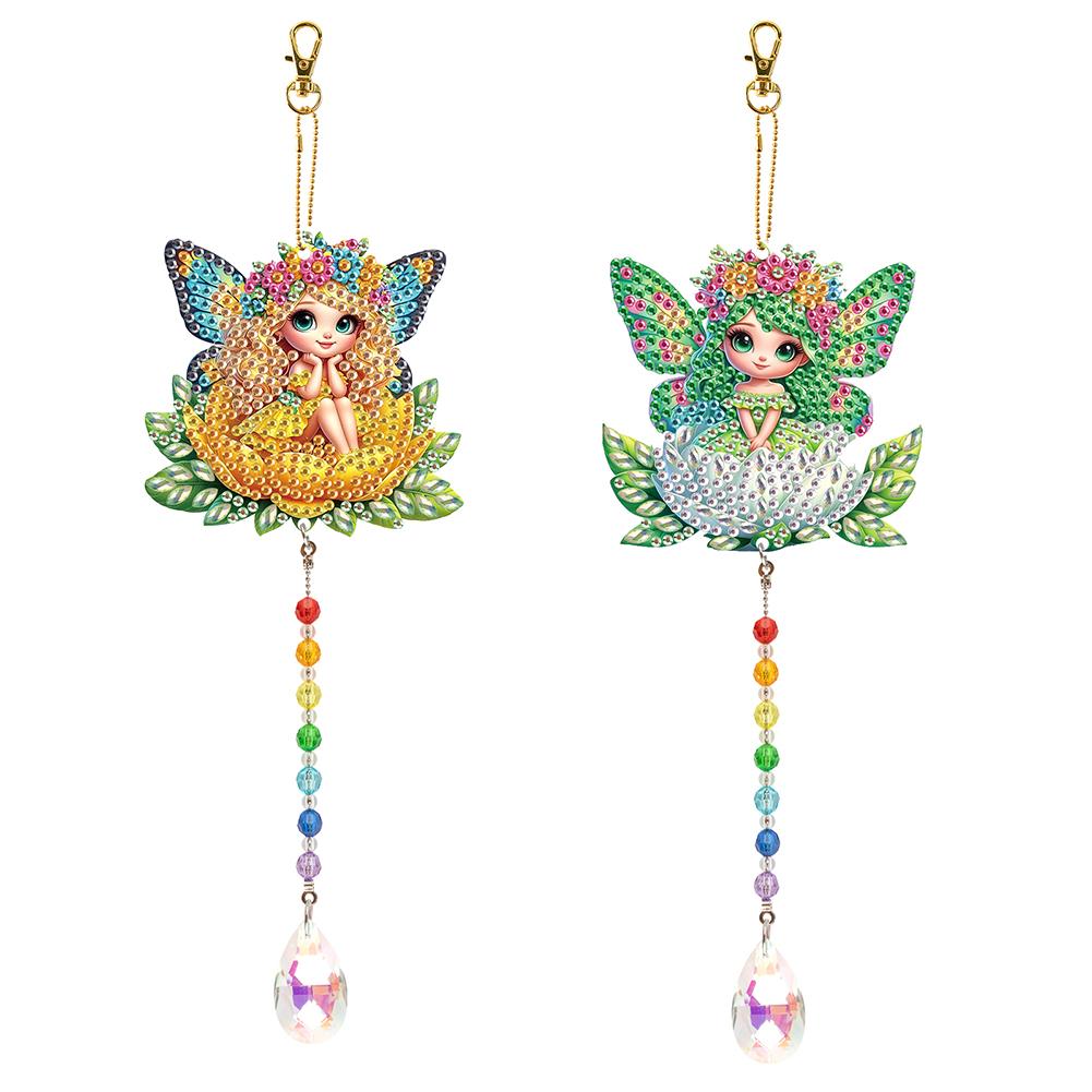2Pcs 5D DIY Diamond Painting Sun Catcher Crystal Painting Ornaments for Adults DIY Summer Home Garden Hanging Ornament