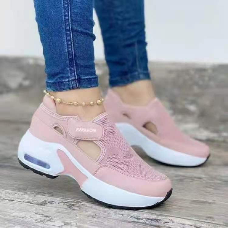 Xia Large Size Hollow Flat Bottom Platform Sports Shoes Casual Women'S Single Shoes