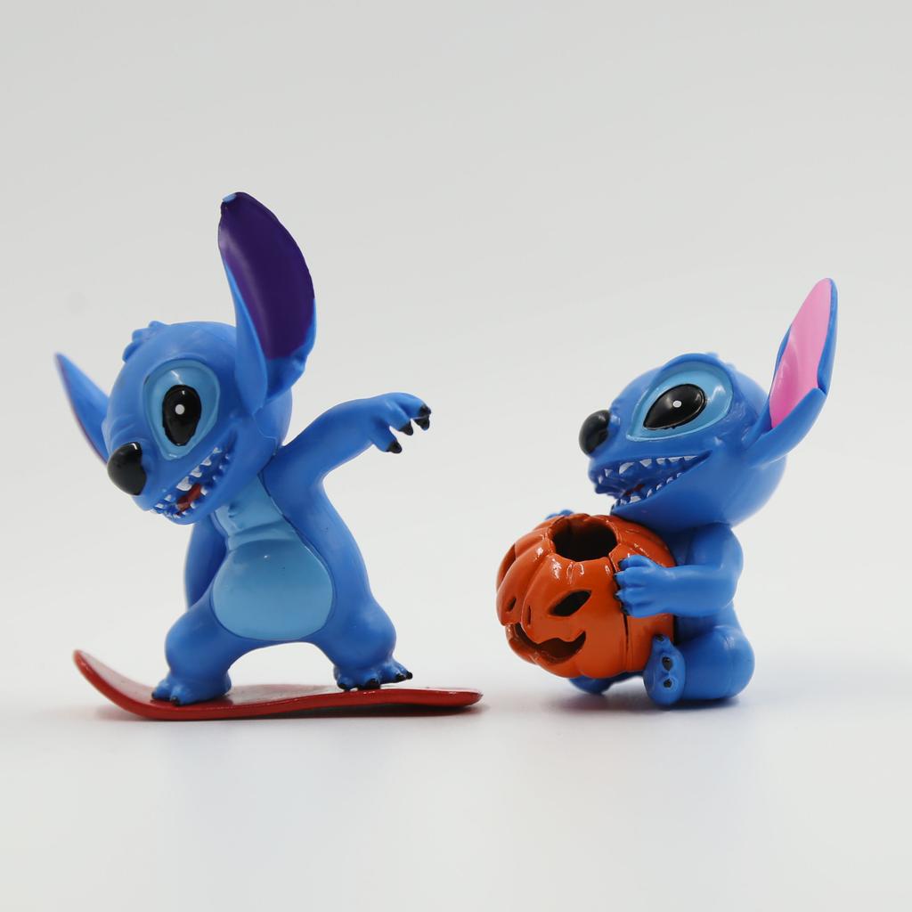 6Pcs/Set 7cm Stitch Doll Anime Figures Stitch Doll Cartoon Stitch Playthings Ornaments Micro Cake Desk Decoration Present