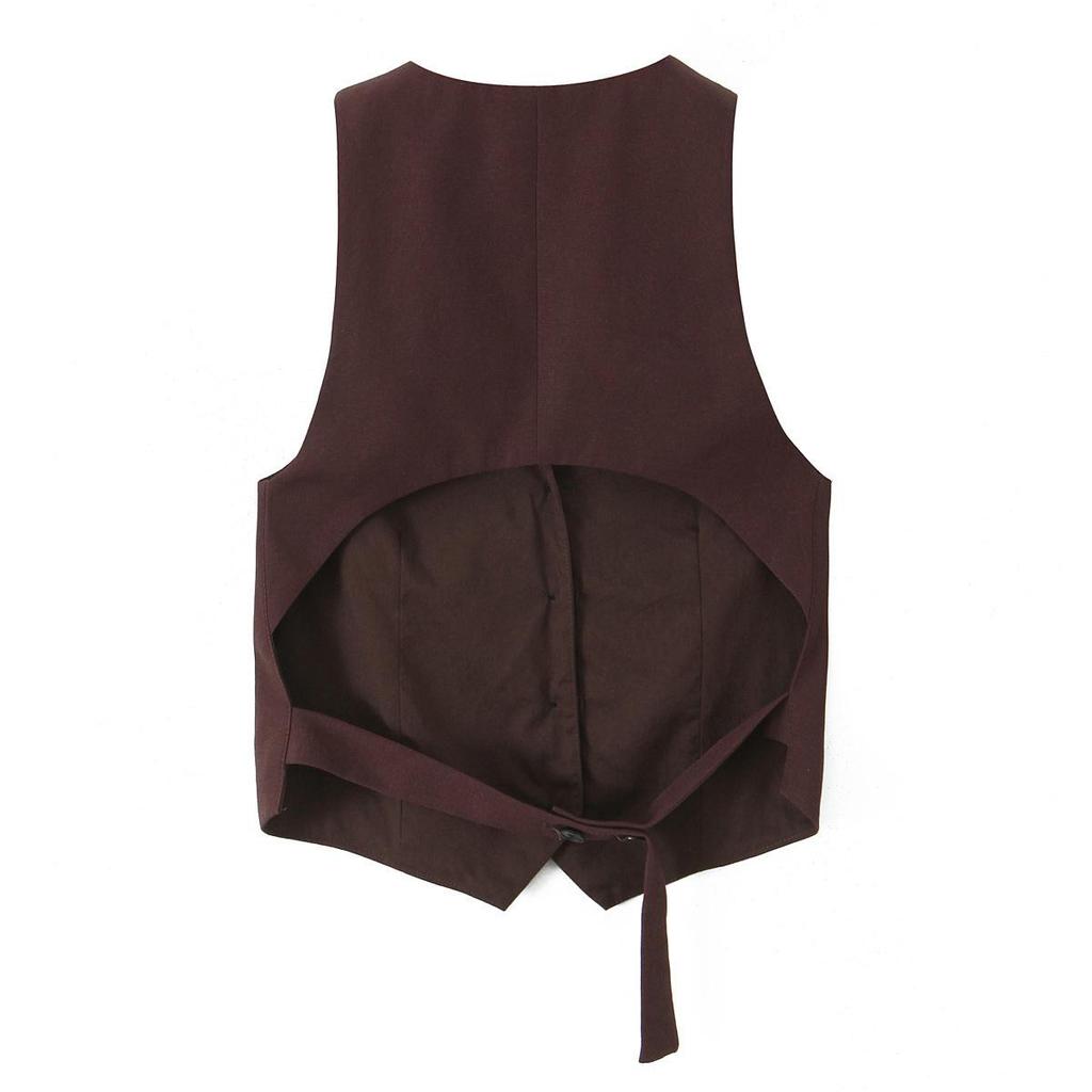 2025 Spring Women's Fashion: European-American Style Cut-Out Vest & Long Pants Set