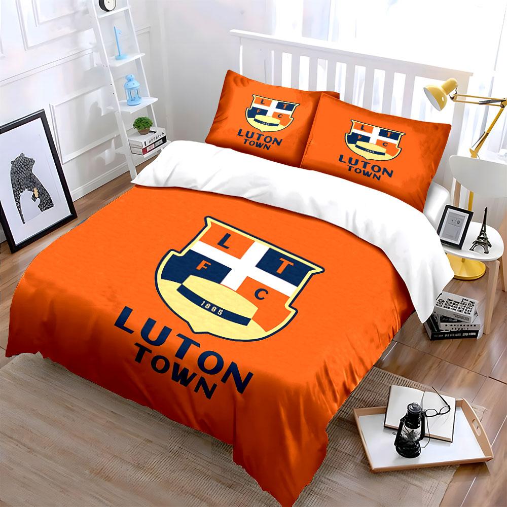 Luton Town FC Wappen Design Bettwäsche Bettbezug Set Bettbezug Kissenbezüge (1*Bettbezug 2*Kissenbezüge, ohne Bettdecke)