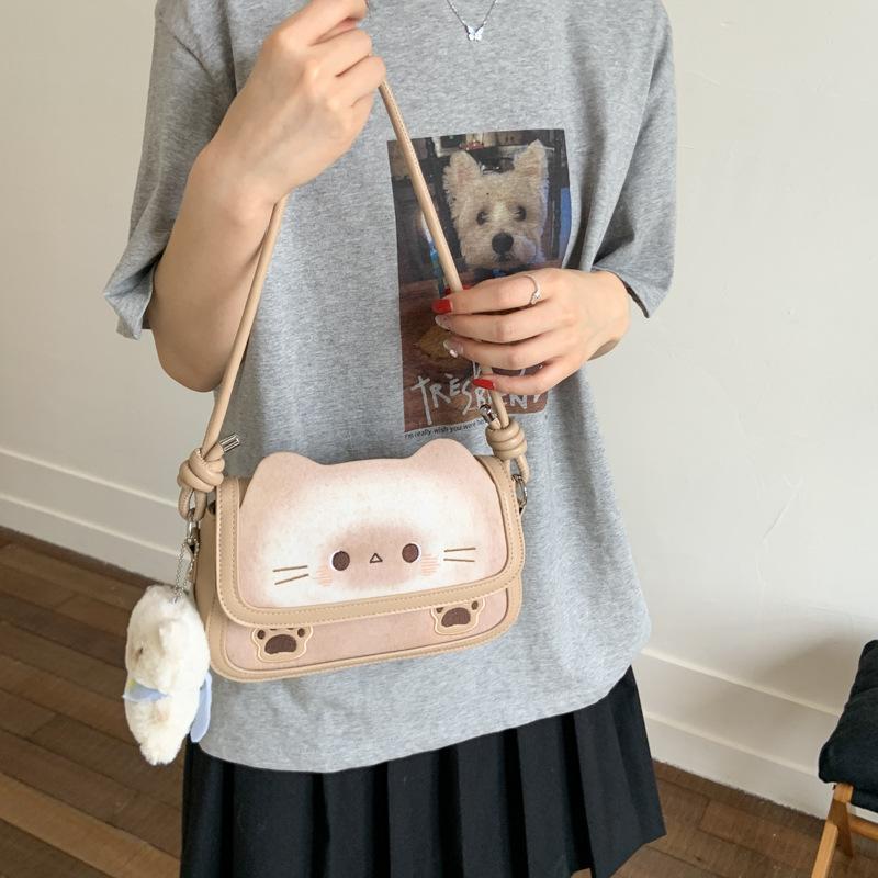 Toast cat bag women 2025 new trendy fashion cartoon handbag versatile shoulder messenger bag women