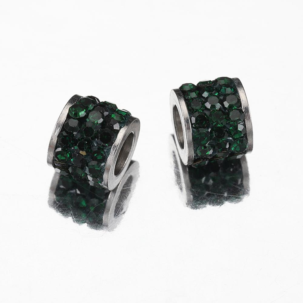 10pcs Mix Colorful Rhinestone Beads Stainless Steel Crystal Spacer Loose Beads Charms for Jewelry Making DIY Bracelet Necklace