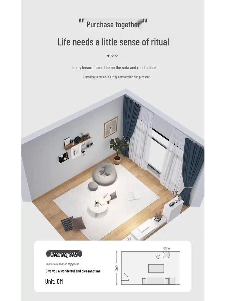 Children's Cotton & Linen Bean Bag Chair and Footrest Cover Set