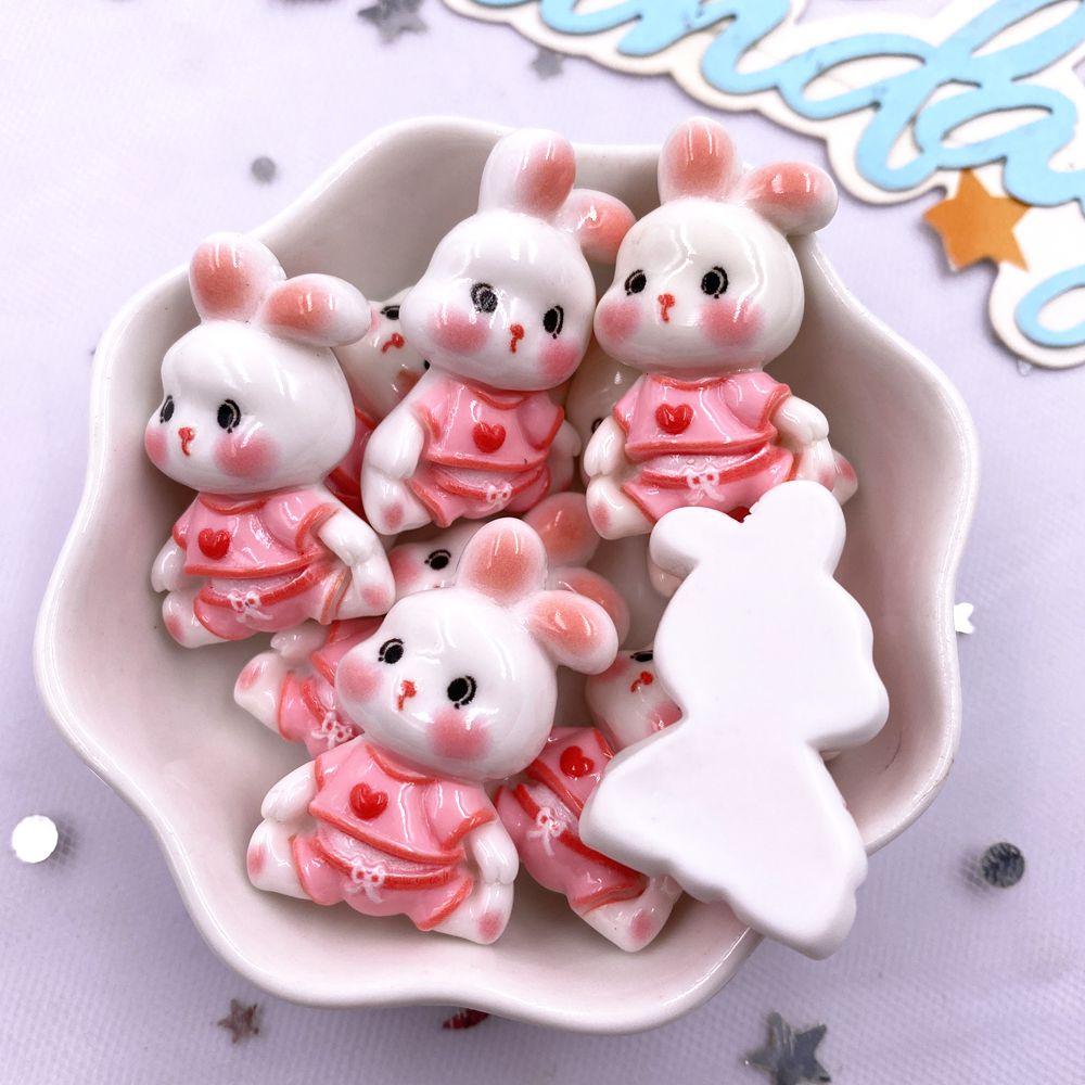 10PCS Resin Kawaii Colorful Painted Cartoon Panda Rabbit Bear Pig Fox Flatback Stone Figurine Scrapbook DIY Craft Supplies
