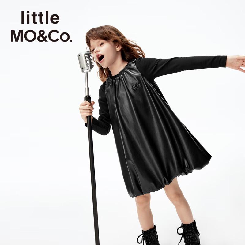 

little MO&Co. Girls Faux Leather Sleeveless A-line Dress 140