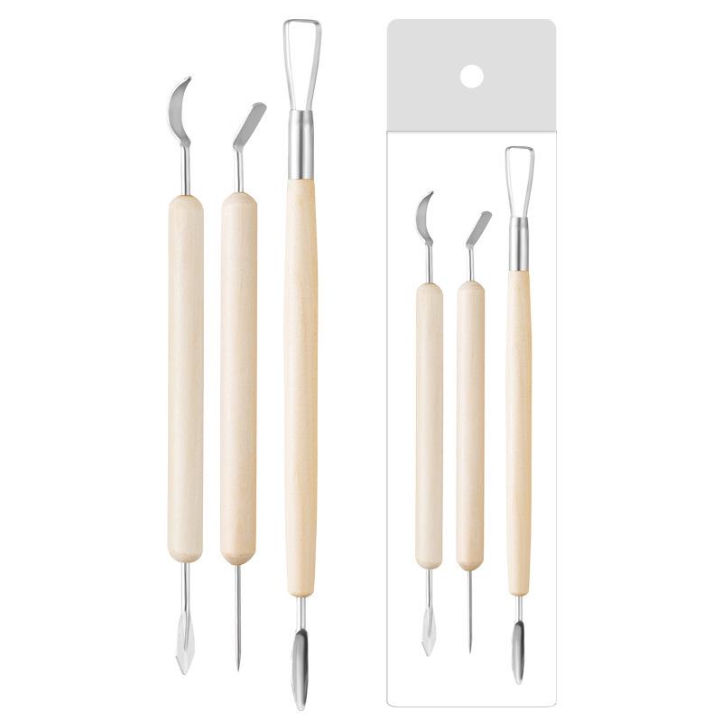 3-Piece Clay Sculpture and Pottery Tool Set: Double-Ended Trimming and Scraper Knives