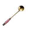 Qianxing European Retro Ceramic Handle Stainless Steel Coffee Stirring Spoons