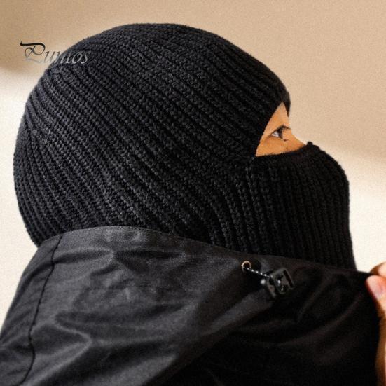 Men Winter Hat Knitted Thick Stretchy Piled Hat Solid Color Ear Protection Multiple Folding Styles Warm Daily Wear Cap Outdoor Skiing Skating Headwear