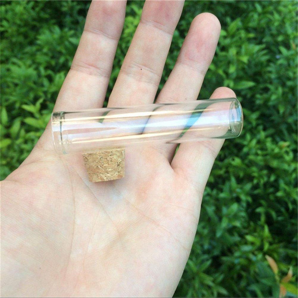 Set of 100 13ml Food-Grade Glass Bottles with Cork Stoppers, Test Tube Glass Bottles, Transparent Glass Seal Containers (Set of 100, 13ml (18x80x15mm)