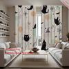 2PC Home Halloween Pumpkin Cat Ghost Pattern Digital Printed Curtains with Landscape Background and Pole Bag Curtains, Kitchen,