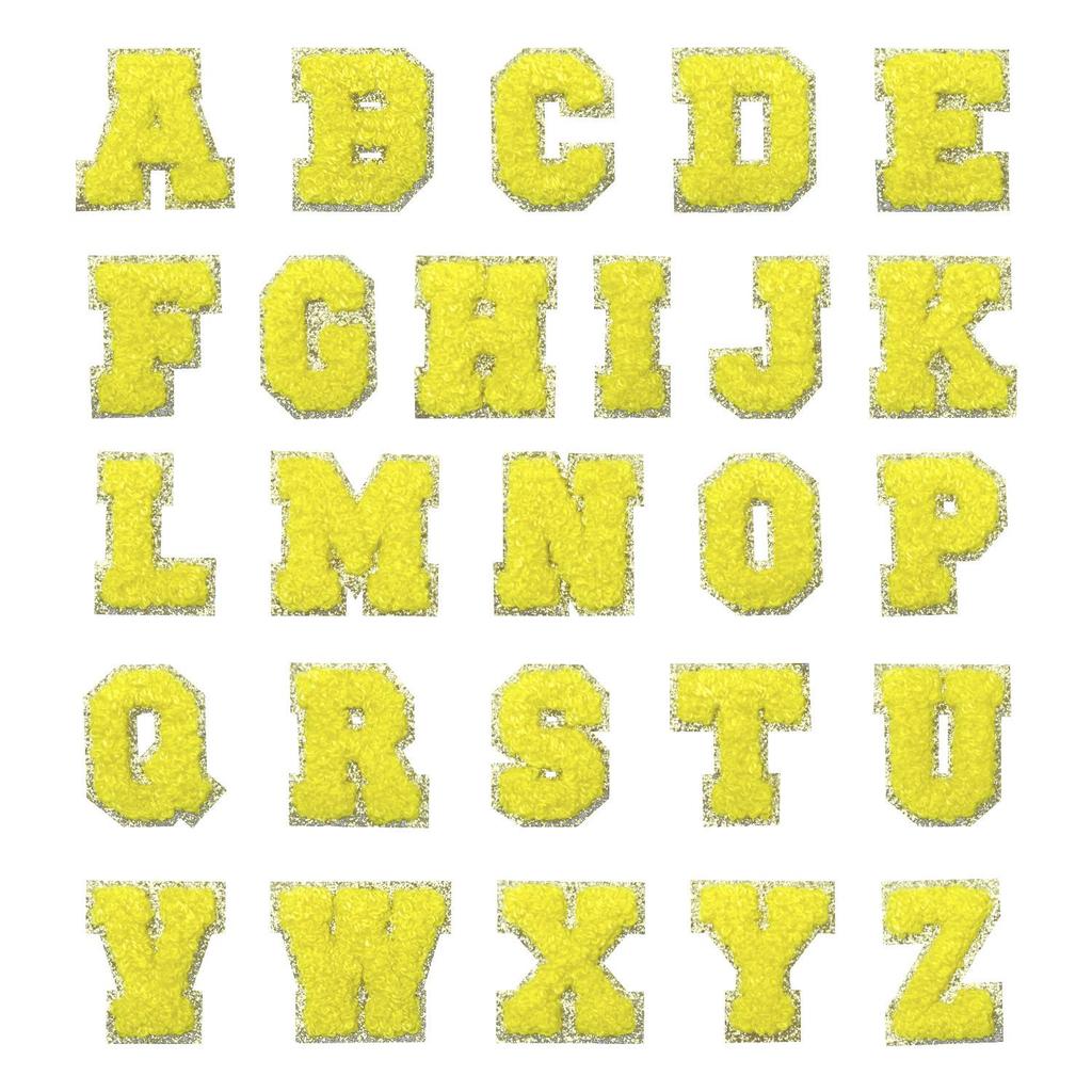 Gold Edged Glitter Embroidery Letter Cloth Patches - DIY Iron-on Clothing Decoration.