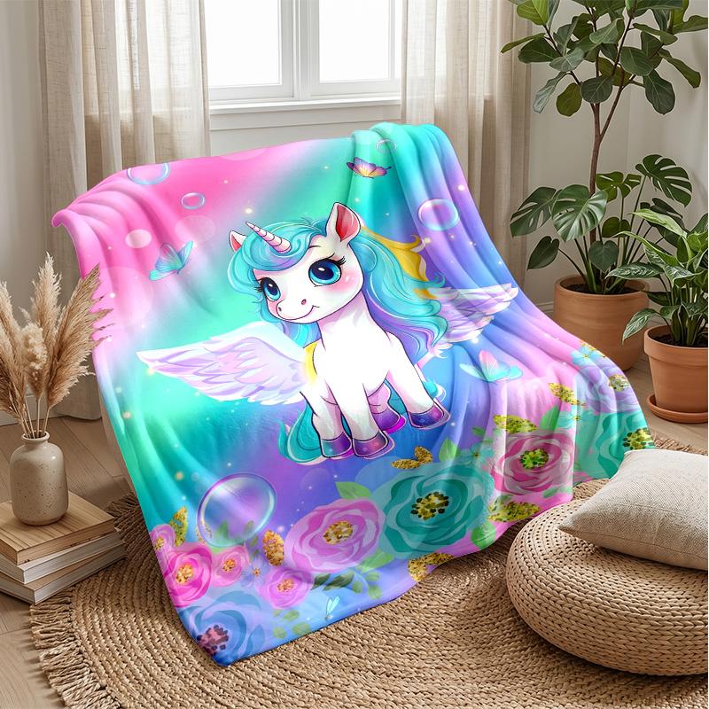 Fantasy Sea Unicorn Theme blanket Lightweight Warm Flannel Blanket Decorative Throw Blanket for Home Decoration