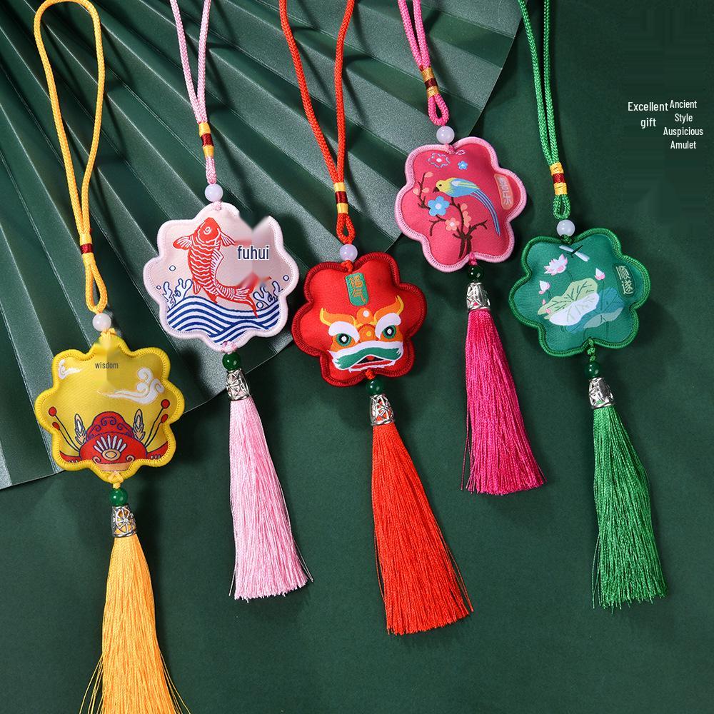 Ancient Style Embroidered Dragon Boat Festival Sachet with Tassel - Chinese Pendant Purse Ornament