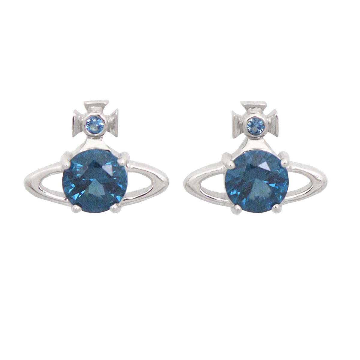 

Vivienne Westwood Accessories 62010070 P Silver and Blue Reina Orb Rhinestone Earrings for Women (Earrings) [Brand] [Used]