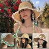 Breathable Flower Straw Hat Lace Trim Beach Hat Women Visor Bucket Hat  Seaside Vacation