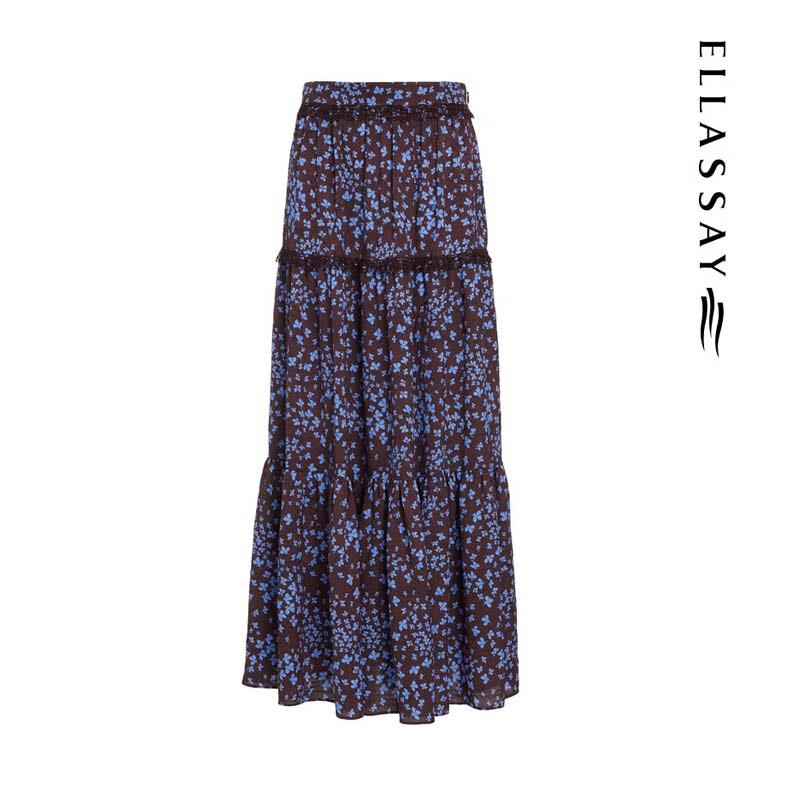 ELLASSAY French Retro Floral A-Line Skirt