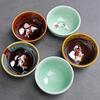 Celadon Fish Cute Teacup, Chinese Kungfu Tea Cup, Home Office, 3Pcs Set