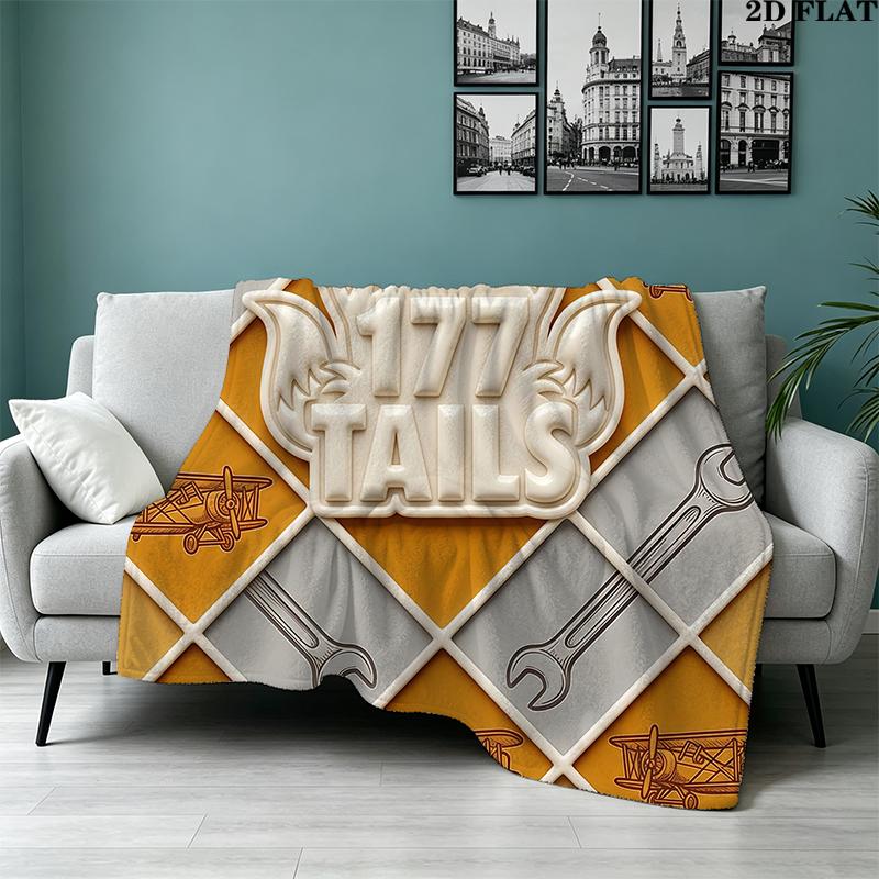 Tails Printed Flannel Blanket, soft throw for bedroom sofa, washable, Christmas present, great gift.