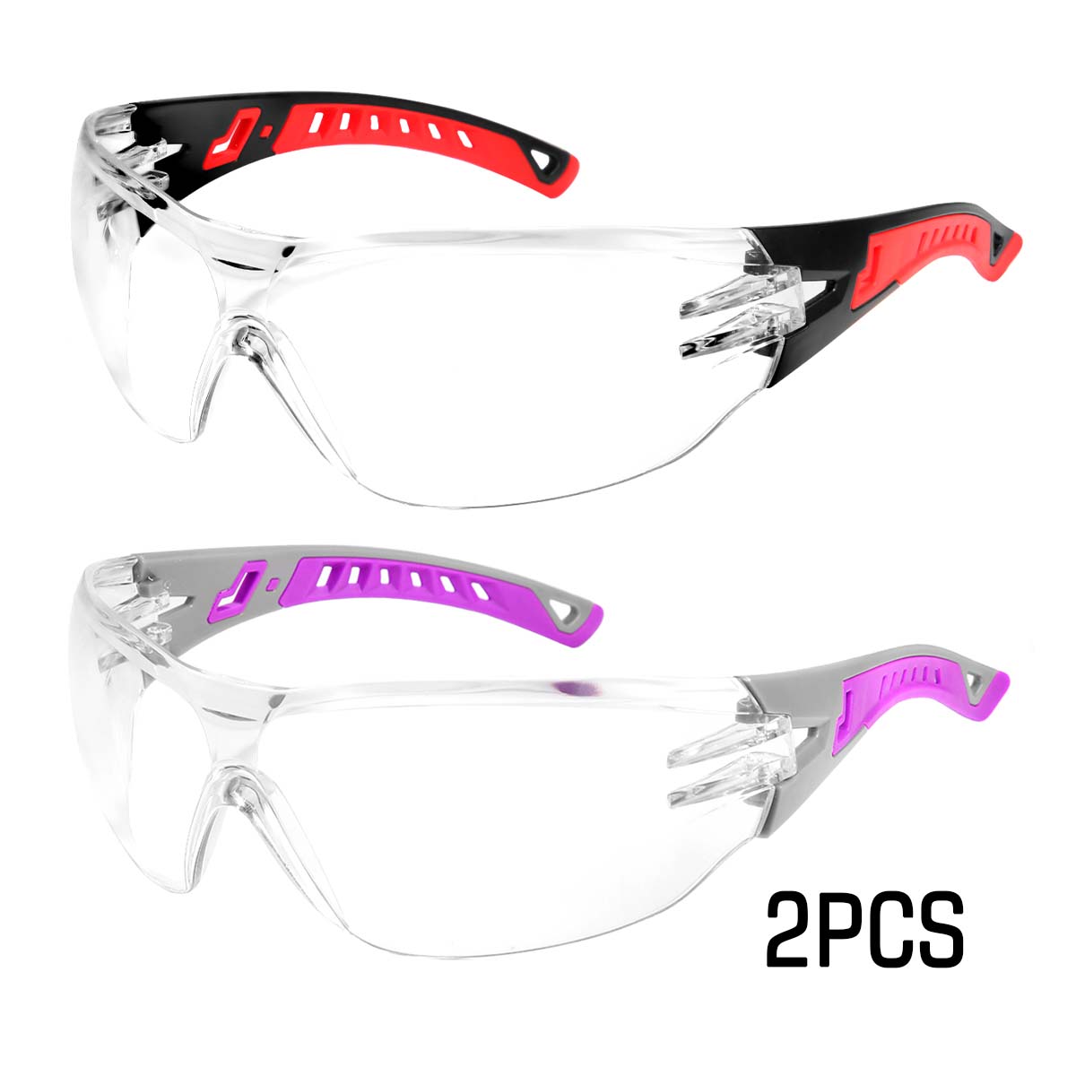 2 Pack Anti Fog Safety Glasses - Scratch Resistant Wrap Around Eyewear, Polycarbonate ANSI Z87.1 Impact Resistant Lens
